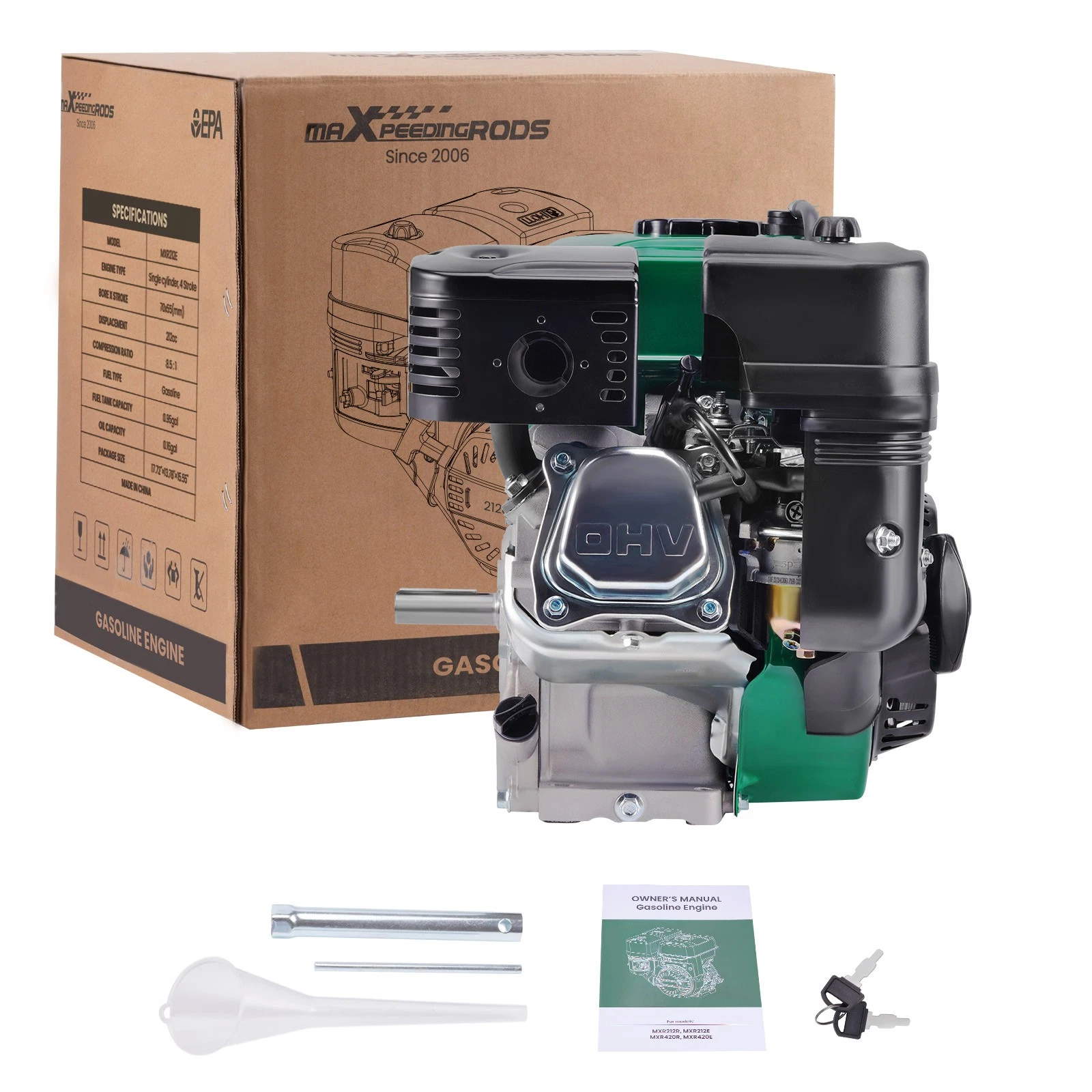 7HP 212cc Electric Start Horizontal Shaft OHV Engine